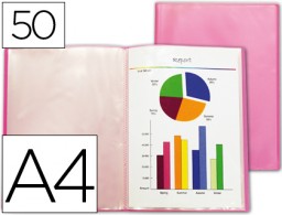 Carpeta con 50 fundas Liderpapel A4 polipropileno rojo translúcido