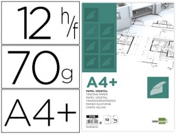 12h papel dibujo Liderpapel A4+ 70g/m² vegetal
