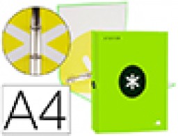 Carpeta Liderpapel Antartik A-4 4 anillas 25 mm. verde lúor