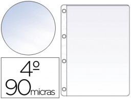 100 fundas 4 taladros Q-Connect 4º PVC cristal 90µ