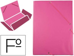 Carpeta de gomas Liderpapel Folio 3 solapas plástico fucsia