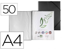 Carpeta con 50 fundas con espiral Liderpapel A4 polipropileno negro