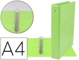 Carpeta 4 anillas 40 mm. Liderpapel A4  plástico verde pistacho