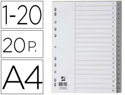 Juego de 20 separadores numéricos Q-Connect A4 PVC gris