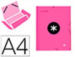 Carpeta de gomas Liderpapel Antartik A-4 3 solapas rosa flúor
